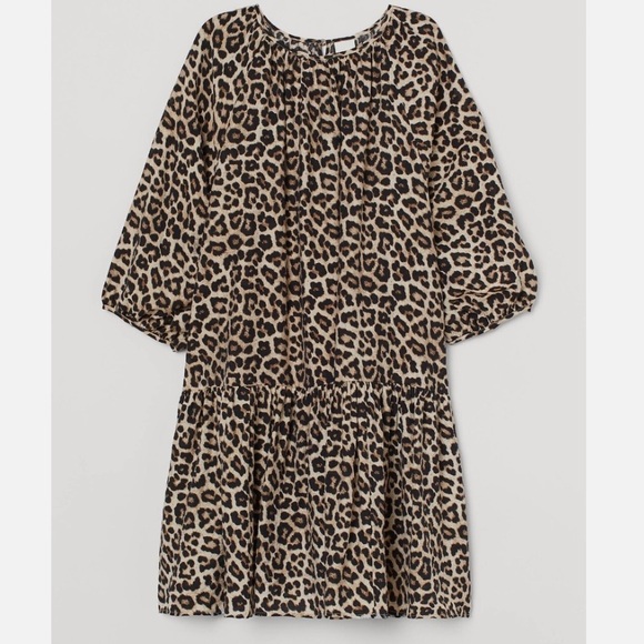 H&M Leopard Print BabyDoll Smock Dress - Picture 1 of 11